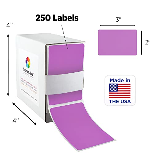ChromaLabel 2 x 3 inch Permanent Color Code Rectangle Labels, 250 Labels per Dispenser Box, Violet