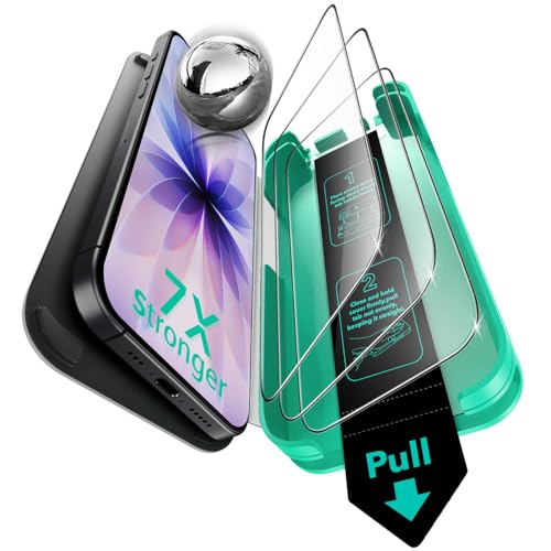 ESR für iPhone 17 / iPhone 16 Pro für Panzerglas, Armorite Displayschutzfolie Glas 3 Stück [3 Sekunden Schnellinstallation], blasen- und staubfrei, militärnorm Schutz, einfacher Befestigung 1