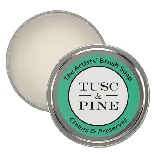 Image of Tusc & Pine The Artists' Brush Soap - 12 Pack, 12oz Plant-Based Brush Cleaner, Oil, Acrylic, Watercolor Paint - Nourishes Bristles; Made in North Carolina; Alkali Soap, Gentle Pine Fragrance