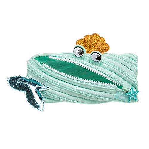 ZIPIT Mermaid Pencil Case for Girls, Holds Up to 30 Pens, Machine Washable, Made of One Long Zipper! (Mermaid)