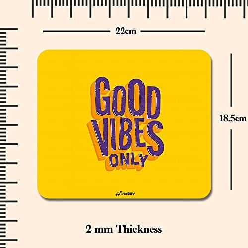 Image of Rectangle Mouse Pad, Anti Slip Rubber Good Vibes Only Motivational Mousepads Desktops Gaming Mouse Mat Customized Designed for Home and Office, 8.6 X 7.08 Inches