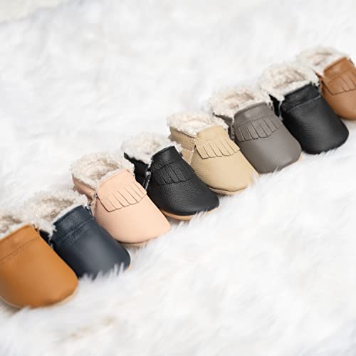 Birdrock Baby Sherpa Moccasins - Cozy, Genuine Leather Winter Shoes For Boys And Girls (Gingersnap Fringeless, Us 4) #TOP6