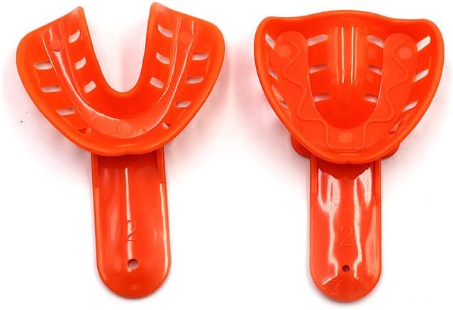 10Pcs Colorful Dental Impression Trays Plastic Materials Disposable Child Teeth Tray Holder Dental Oral Care Lab Equipment (Color : Red)