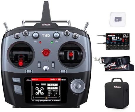 Radiolink T16D 16 Channels RC Transmitter and R16F Telemetry Receiver, ELRS Range Module and Voice Broadcast Support, RC Radio Remote for Drone, Airplane, Car, Boat and More (Mode 2 Left Throttle)