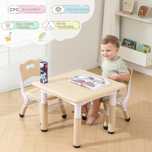 Kids-Table-and-Chairs-Height-Adjustable-Toddler-Table-and-Chair-Set-with-236Lx236W-Graffiti-Desktop-Table-Chair-for-Ages-3-8-Childrens-Table-and-Chair-Set-for-Daycare-Home Kids Table and Chairs Height Adjustable Toddler Table and Chair Set with 236Lx236W Graffiti Desktop Table Chair for Ages 3 8 Childrens Table and Chair Set for Daycare Home