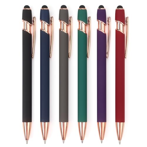 6-Pack-Ballpoint-Pen-2-in-1-Stylus-Retractable-Ballpoint-Pen-with-Stylus-tip-Metal-Stylus-Pen-for-Touch-Screens-10-mm-Black-Ink-6-Different-Color