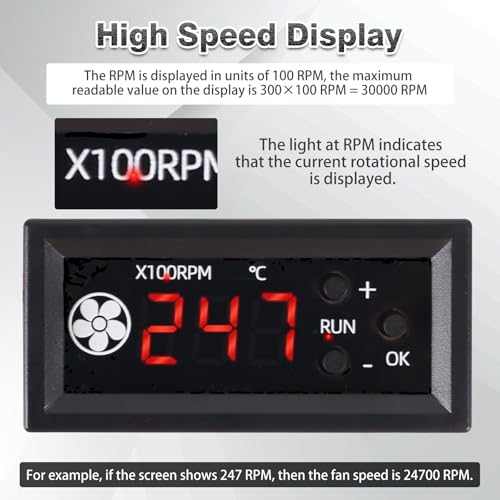 Image of Fan Temperature Controller, ICSTATION DC 12V PWM 4-Wire Fan Speed Controller Module with Temperature Probe Digital Display Temperature Controlled Governor for 3A Fan PC