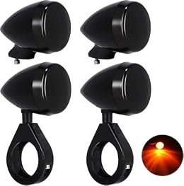 4Pcs Motorcycle Front Rear Fork Clamp LED Turn Signal Lights For Harley and Black Housing 41mm Indicator Lamps Replace