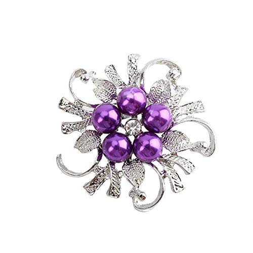 LKEEP Brooches for Women Flower Brooch Elegant Imitation Pearl Rhinestone Brooch Pin Vintage Clothing Decoration Accessories,Purple