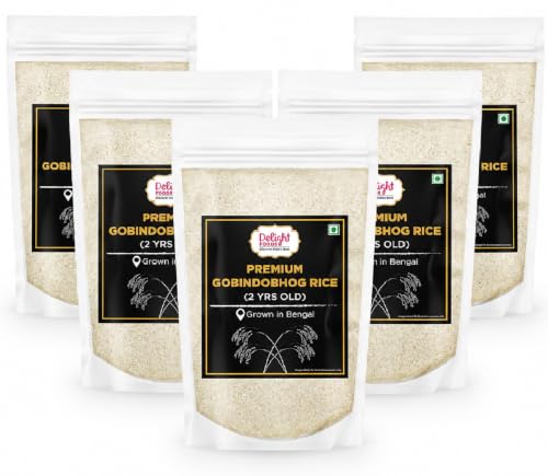 Image of Delight Foods Premium Gobindobhog Bengali Rice 5kg (1kg x 5 Packs) | 2 Years Aged Bengali Unpolished Aromatic Short Grain Chawal | Ideal for Payesh, Kheer, Mishti Pulao & Khichadi