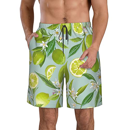Lime Citrus Fruit Mens Swim Trunks Men's Shorts Swimwear Bathing Suits Quick Dry Beach Shorts with Pockets2