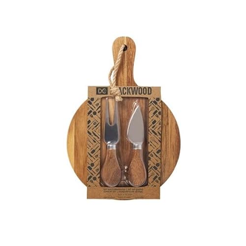 Dc Casa BlackWood Set Formaggi | Tagliere in Legno di Acacia con Coltello e Forchetta | Elegante per Degustazioni, Aperitivi, Antipasti e Idee Regalo