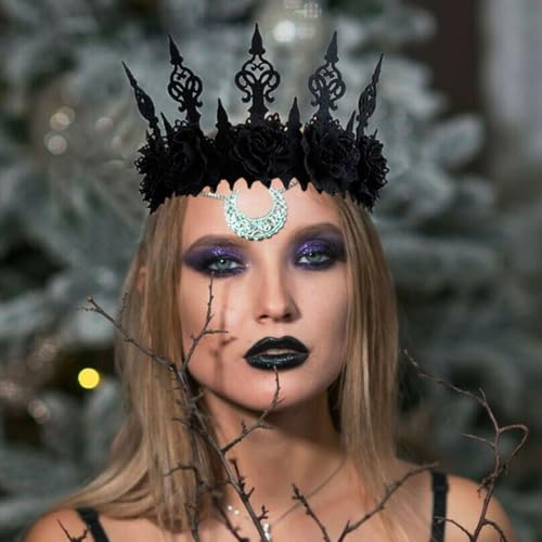 Gortin Gothic Floral Headpiece Halloween Vintage Crown Headband Red Rose Flower Hair Bands Masquerade Cosplay Hair Accessory For Witcher Makeup Ball Party For Women And Girls thumb #5
