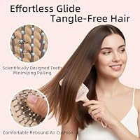 Paddle Detangling Hair Brushes for Women, Detangler Brush for Thick, Curly, Long, Wet & Dry Hair, Hairbrush with Solid Wood Handle & Cushion Base (Pink) — image 3
