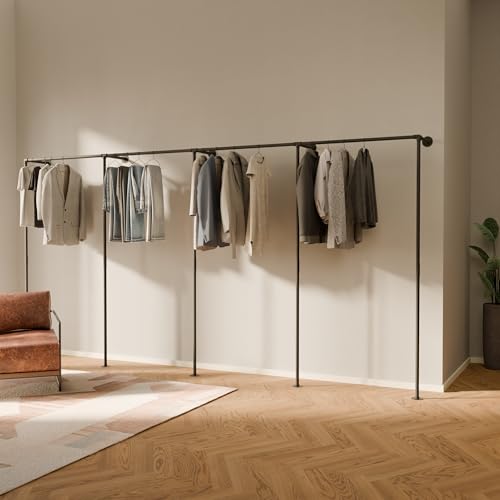 pamo Wall Mounted Clothes Rack – Single Rod Industrial Pipe Clothing Rack
