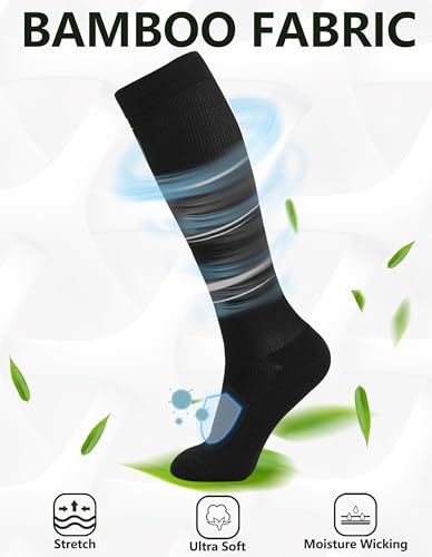 +MD Compression Socks for Women Men, Bamboo Viscose,3 Pairs 15-20mmHg Knee High Support Cushion Socks for Pregnant Nurses Travel3