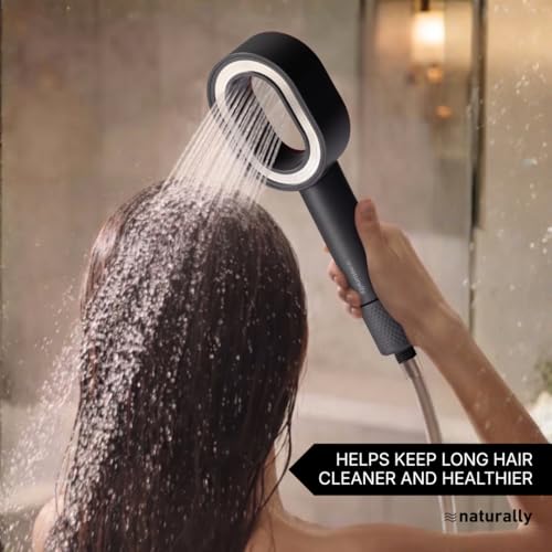 Image of Naturally Mooi Filtered Handheld Shower (Dark Grey) | Hard Water Filter for Bathroom | Chlorine Removal | Soft Water for Hair & Skin | 3-Stage Filtration | Screw-On Installation | Enhanced Pressure