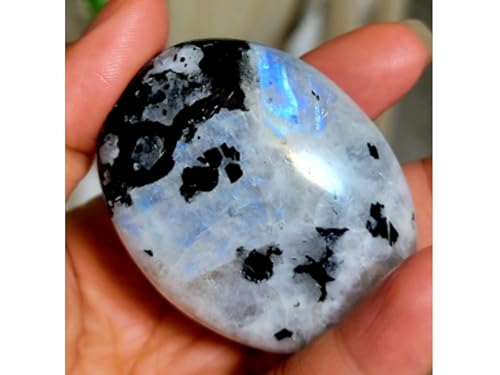 Image of Amazing Gemstone Rainbow Moonstone Crystals, Healing Stones - Extra Large Palm Stone Crystals Piedra - for Good Luck, Positive Energy, Meditation - Unique Stocking Stuffers, Birthday Gifts Women, Men