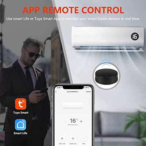 Smart Ir Remote Control With Temperature And Humidity Sensor, 2.4G Wifi Universal Infrared Remote Control Hub With Thermometer Hygrometer For Smart Home Automation,Compatible With Alexa & Google Home #TOP6
