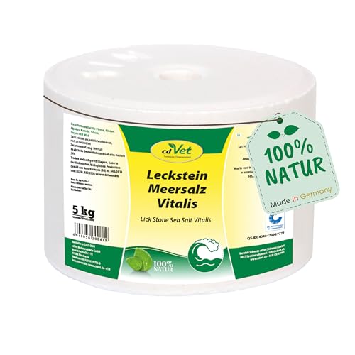 cdVet Leckstein Meersalz Vitalis 5 kg - Natürliche Salzzufuhr für Tiere, Reich an Elektrolyten und Mineralien
