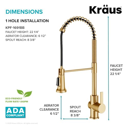 Kraus KPF-1691BB Britt 2Nd Gen Commercial Style Pull-Down Single Handle Kitchen Faucet In Brushed Brass thumb #5