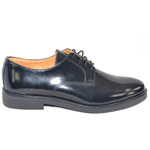  Scarpe Uomo Stringate Vera Pelle Abrasivato Nero Made in Italy Fondo Antiscivolo Artigianale Cerimonia Elegante Art 014 (43 EU)
