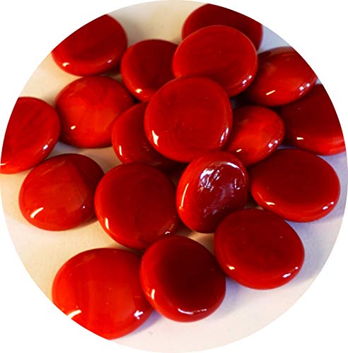 mesbilles MisCanicas - 250 gr Rojo 60 Canicas de Vidrio Planas 20 mm Piedras Decorativas Cover