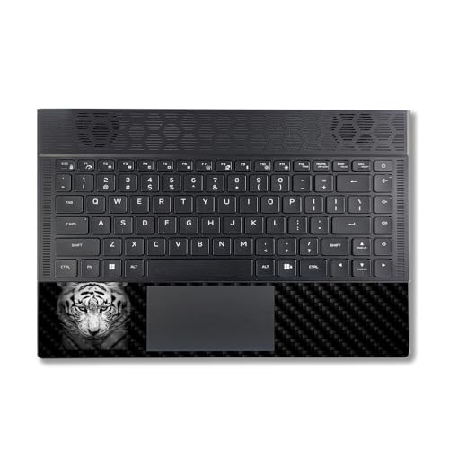 Image of MightySkins Carbon Fiber Skin Compatible with Alienware X14 R2 (2023) Full Wrap Kit - Mono Tiger | Protective, Durable Textured Carbon Fiber Finish | Easy to Apply & Change Styles | Made in The USA