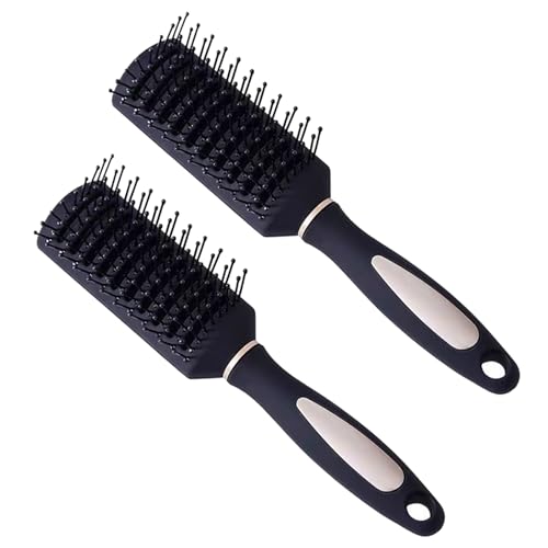 2PCS Vent Hair Brush Detangle Hair Brush Hairbrushes for Women Styling Brushes Curly Hairs Brushes for Women Men Blow Drying Hairs Combing Hair (Black-A)