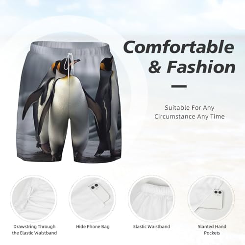 Men's Swim Trunks Quick Dry Board Shorts Funny Penguins Beach Shorts with Pocket Bathing Suits for Men4