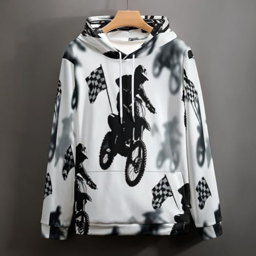 Sweat à capuche homme de course 3D imprimé graphique blanc de mode