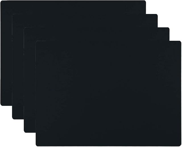 HomeDo Waterproof Silicone Placemats, Non-stick Baking Mat, Non-slip Dining Table Mat for Kids/Baby/Children, Heat Resistant Insulation Countertop Protector Pads (Black, 40x30cm-4Pack)