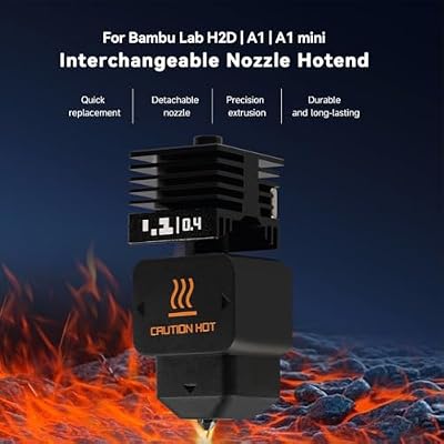 H2D/H2S/H2C/P2S/A1/A1 mini Hotend 3D Printer Nozzle Silicone Brush Upgrade 0.4MM Hardened Steel Nozzle Hot End Kit for Bambu Lab Hotend 3D Printer Extruder Replacement Accessories