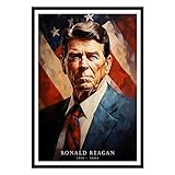 01September Ronald Reagan Poster, Ronald Reagan Wall Art, USA Presidents Poster, US History, Patriotic Wall Decor for Office, Home, Living Room - Ronald Reagan Print (UNFRAMED)