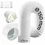 Tubo Aire Acondicionado Portátil Con Adaptador,Manguera de Ventilación Portátil Con 150mm de Diámetro,Manguera de Escape Acondicionado Telescópica,Para Aire Acondicionado, Deshumidificador, Secadora