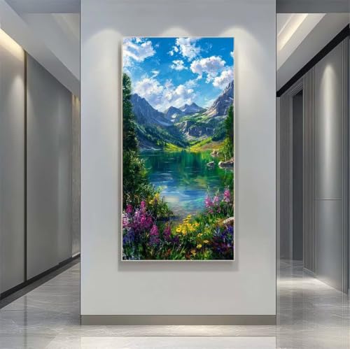 Peinture Diamant Grand Format pour Décoration Murale de Salon Chic