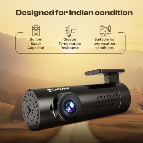 Image of LAPCARE 170 Wide Angle Dash Cam, Full HD 1080p, 360 Rotatable, Collision Sensor, Built-in Wi-Fi, GPS Tracking, Night Vision, Loop Recording, TF Card Slot- LWC-068