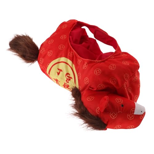 Chapeau de performance en peluche souple avec un design de cheval rouge