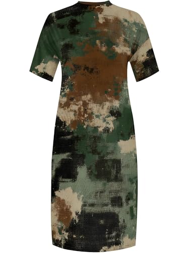 Image of Plus Size Maxi Dress for Women Short Sleeve V Neck Casual Loose Sundress with Pockets