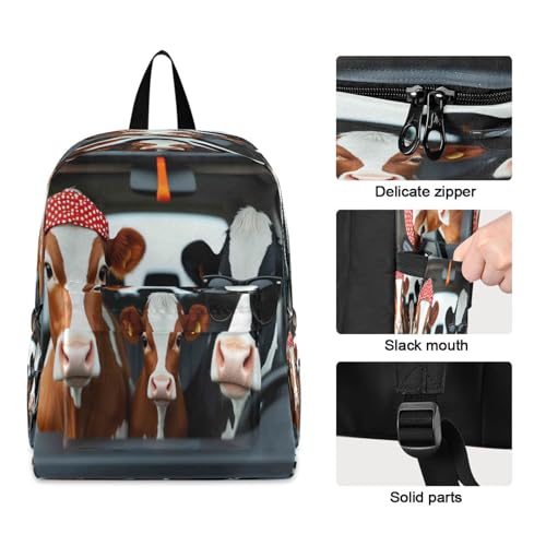 Dussdil Funny Cow Driver Cars Kids Backpack Backpacks for Boys Girls Teen School Bookbag Laptop Bag Daypack Large Travel Sports Bags4