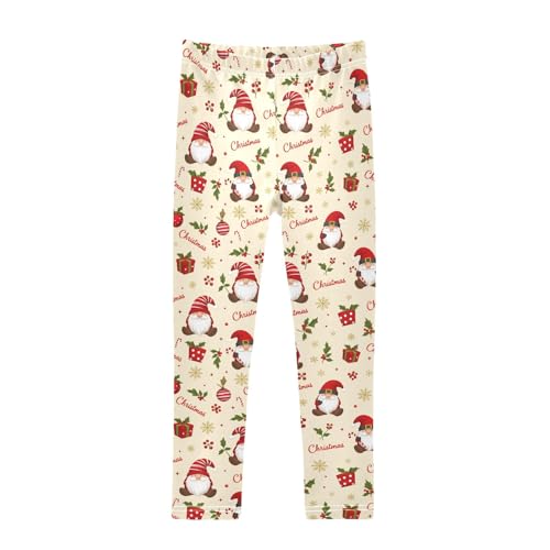 Girls' Athletic Leggings Ankle Length Yoga Dance Pants Kids Teen 4T Christmas Holly Gnome Snowflake