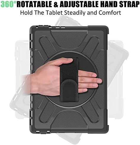 ZenRich Surface Pro 8 Case 13 inch 2021, zenrich Rugged Case for Surface Pro 8 with Kickstand and Hand Strap Heavy Duty Shockproof, Compatible with Type Cover Keyboard-Black