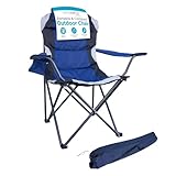 Internet's Best Padded Camping Folding Chair - Comfortable Outdoor Sports Chairs w/Cup Holder, Portable Carry Bag - for Beach, Park, Soccer, Baseball, Softball, Picnic, Adults - Navy Blue 1 - Pack