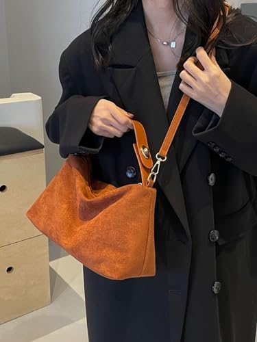 Slouchy Shoulder Bag Suede Soft Hobo Crossbody Bag with Adjustable Retro Y2K Shoulder Purse Vegan Handbag3