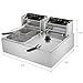 ROVSUN 22.8QT Commercial Deep Fryer with Baskets & Lids, 21.8L Stainless Steel Electric Double Fryer, Countertop Kitchen Frying Machine w/Temperature Control, French Fries Donuts 3400W