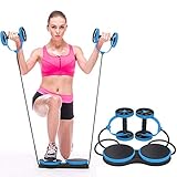 Z&HA Bauchtraining Maschine, Doppel AB Roller Rad Fitnessausrüstung, Ideal Männer Frauen Home Gym Coaster Pull Roda Taille Abnehmen Trainer,Blau