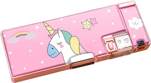Image of Multifunctional Pencil Box for Kids, Unicorn Compass Box, Magnetic Pencil Box for Girls, Pop up Pencil Pouch, Gifts for Boys & Girls