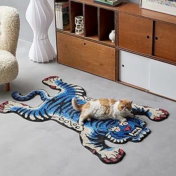 Tibetan Tiger Area Rug Tufted High Pile XLarge Indoor Machine Washable Carpet with Nonslip TPR Backing - Bedroom, Bathroom, Living & Dining Room Home Décor 2x5 2x6 2x8 3x5 3x7 (2x12 Runner)
