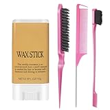 Hair Wax Stick & Slick Back Hair Brush Set, Edge Control Styling Brush Hair Finishing Stick for Smoothing Flyaways, Non-greasy Long-Lasting Hair Mascara Gel Accessories for Women, Teen Girls