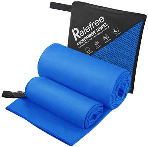 Relefree Microfiber Beach Towel Set(2 Pack), Golf and Gym Towels Quick Dry, Sand Free, Super Ultra Absorbent, and Compact Suitable for Travel Camping, Hiking, Swimming, Backpacking